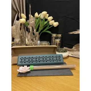 Premium Ceramic Incense Burner Box – Stickless Agarwood Incense Holder (24 cm Rectangular Design)